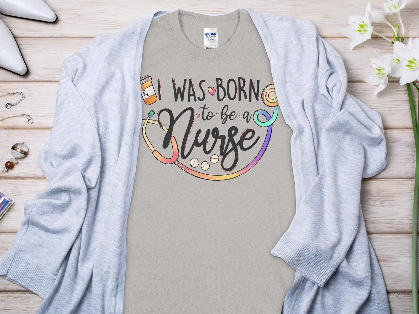 Born to Be Nurse, Future Nurse Gift Idea, Nursing School Student Grad, RN LPN, Nurse Life, Funny Nurse Quality Gilden Tee - Creations Unlimited