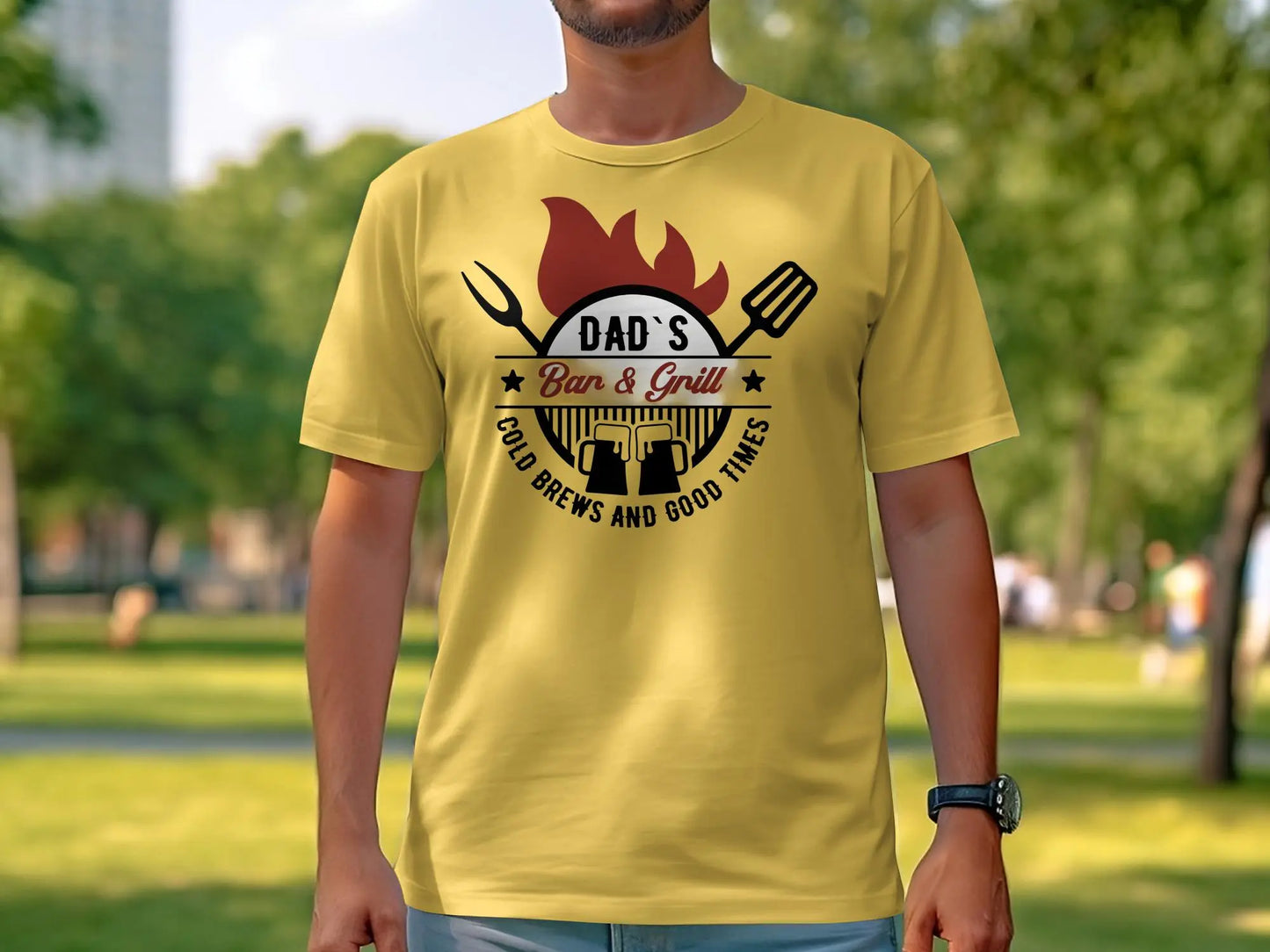 Dad's Bar & Grill Funny Apparel Tee Shirt BBQ Wear Great for Your BBQ Cookouts - Creations Unlimited
