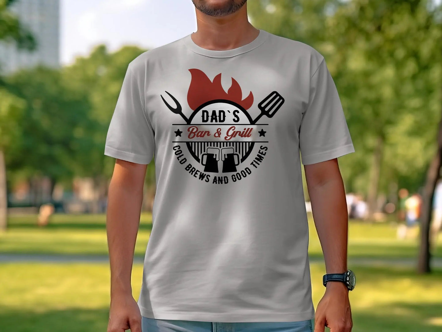 Dad's Bar & Grill Funny Apparel Tee Shirt BBQ Wear Great for Your BBQ Cookouts - Creations Unlimited