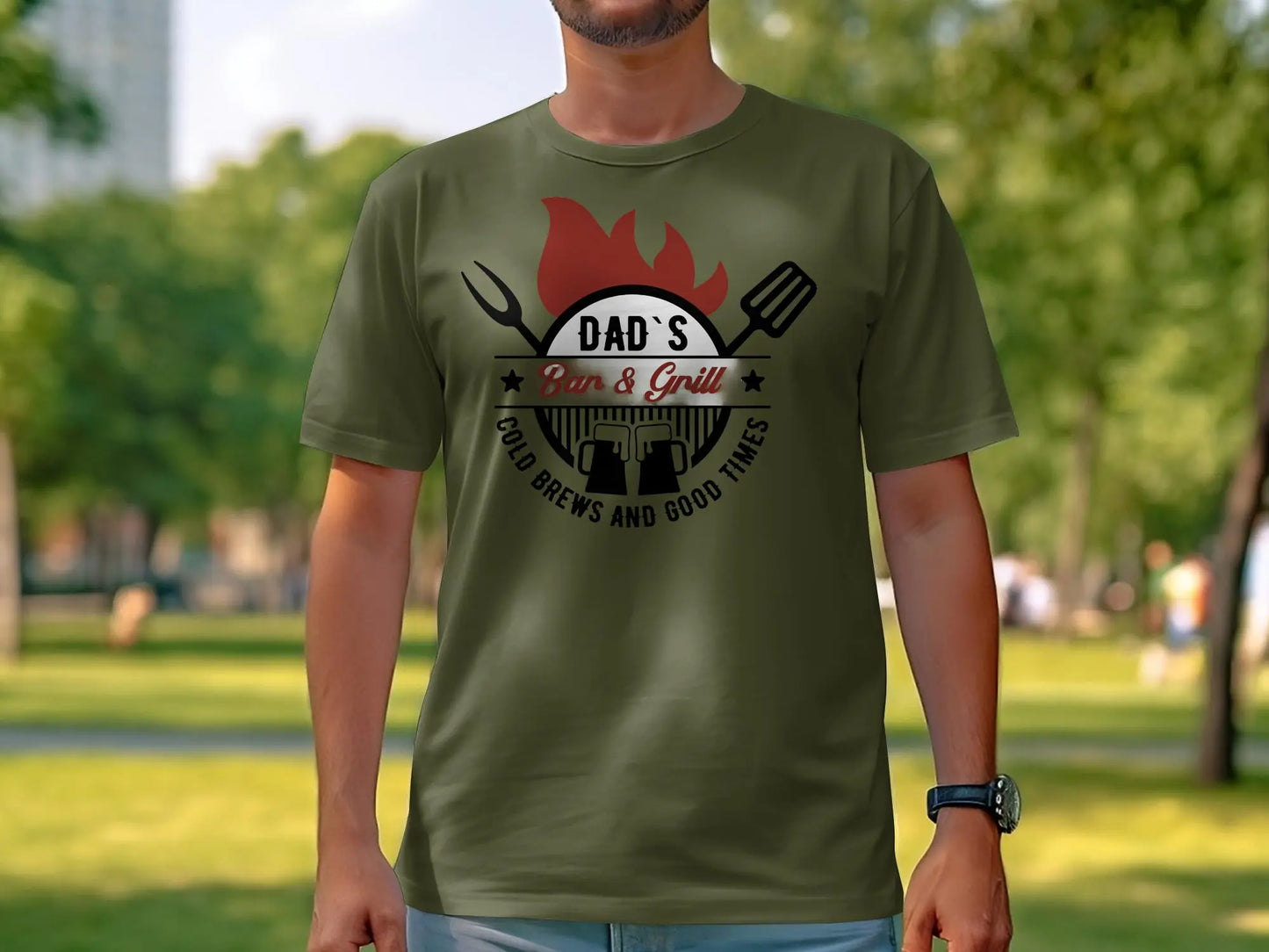 Dad's Bar & Grill Funny Apparel Tee Shirt BBQ Wear Great for Your BBQ Cookouts - Creations Unlimited