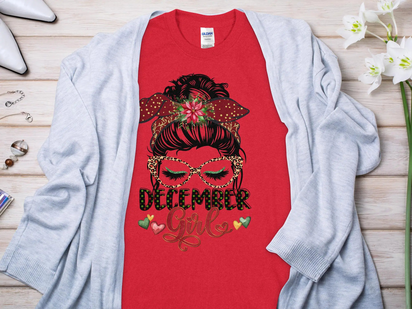 December Girl Birthday T- Makes a Great Gift Quality T- All Sizes and Colors Quality Gilden Tee - Creations Unlimited