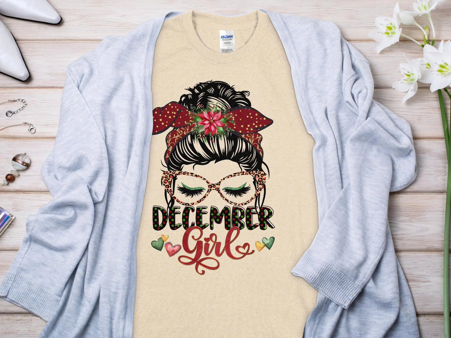December Girl Birthday T- Makes a Great Gift Quality T- All Sizes and Colors Quality Gilden Tee - Creations Unlimited