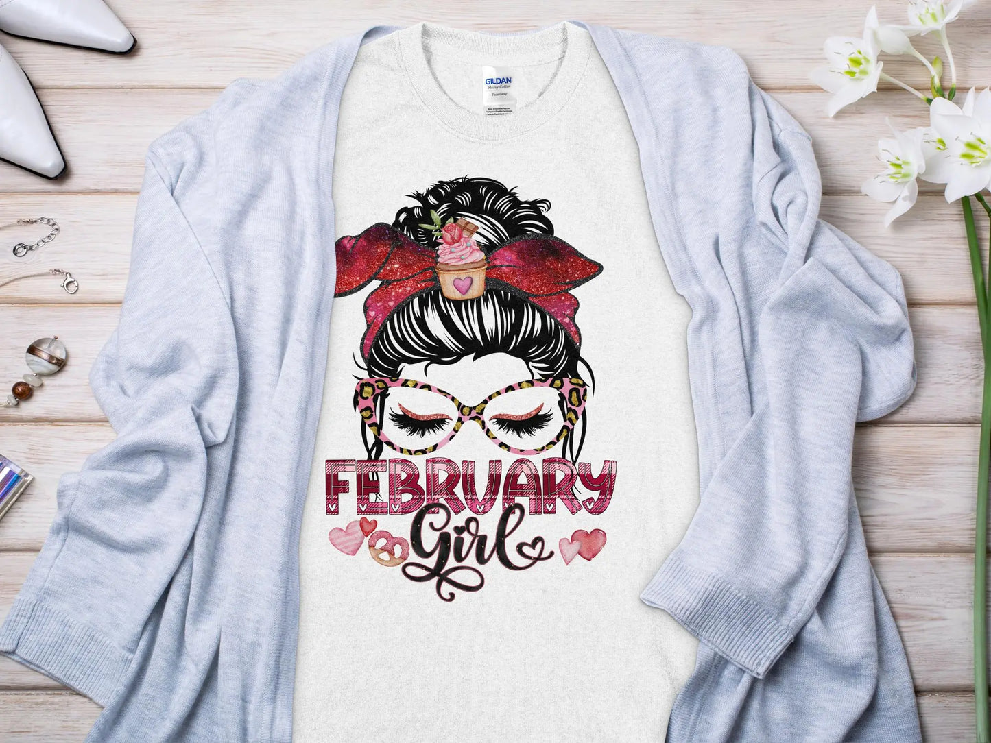 February Girl Birthday T- Makes a Great Gift Quality T- All Sizes and Colors Quality Gilden Tee - Creations Unlimited