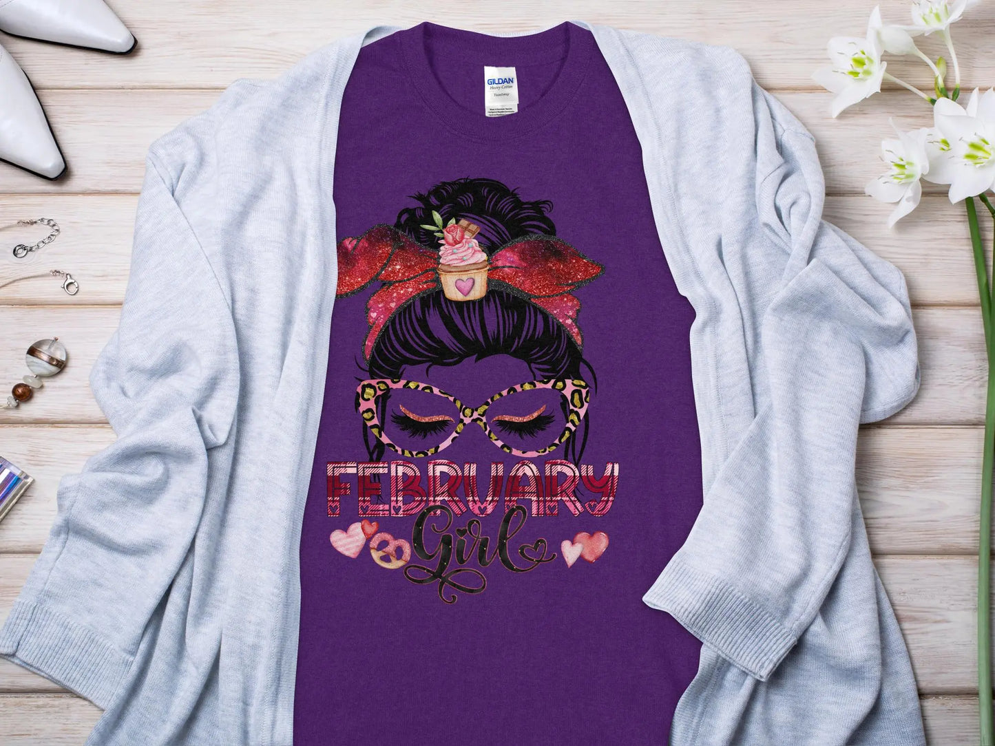 February Girl Birthday T- Makes a Great Gift Quality T- All Sizes and Colors Quality Gilden Tee - Creations Unlimited