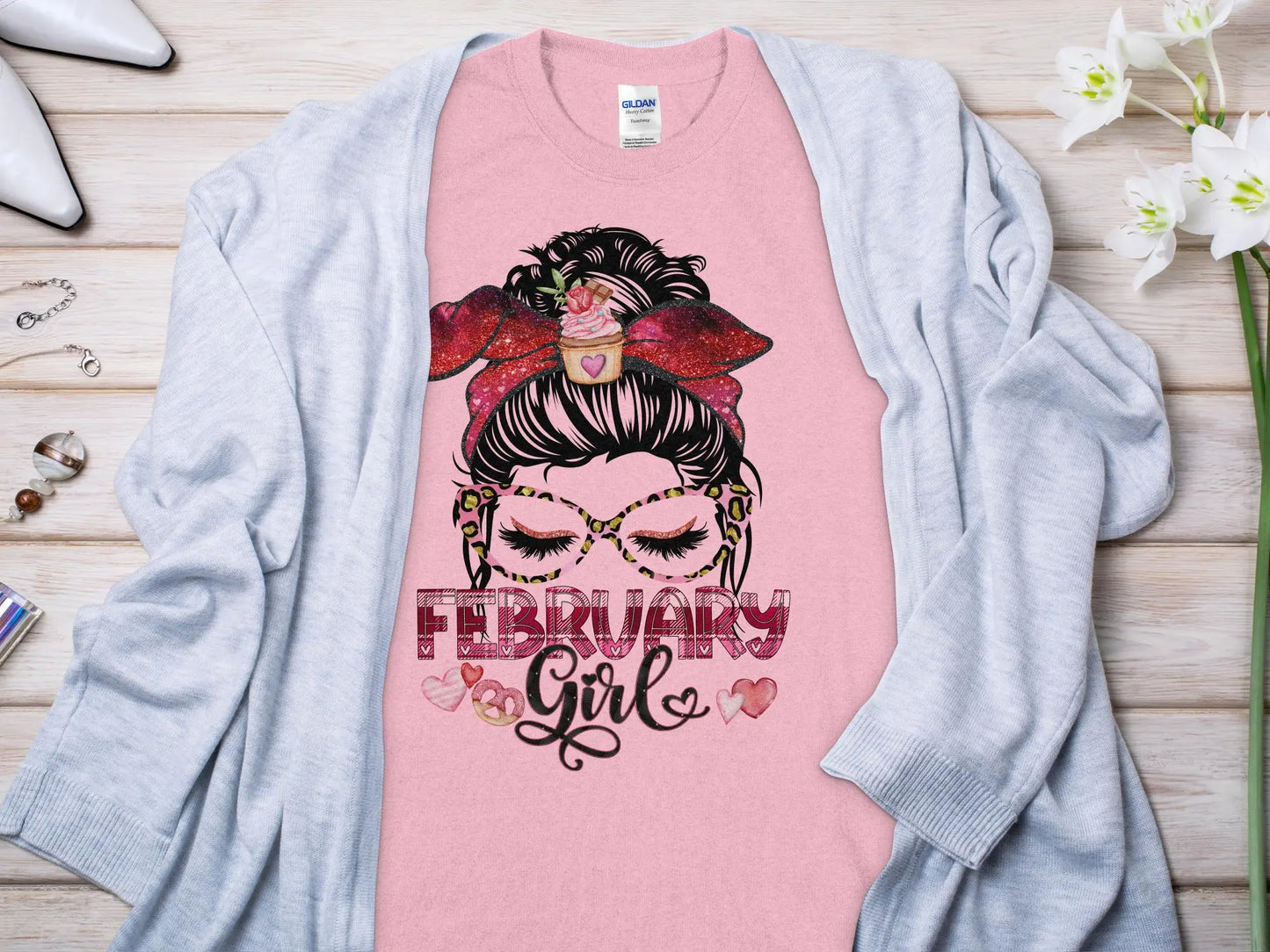 February Girl Birthday T- Makes a Great Gift Quality T- All Sizes and Colors Quality Gilden Tee - Creations Unlimited