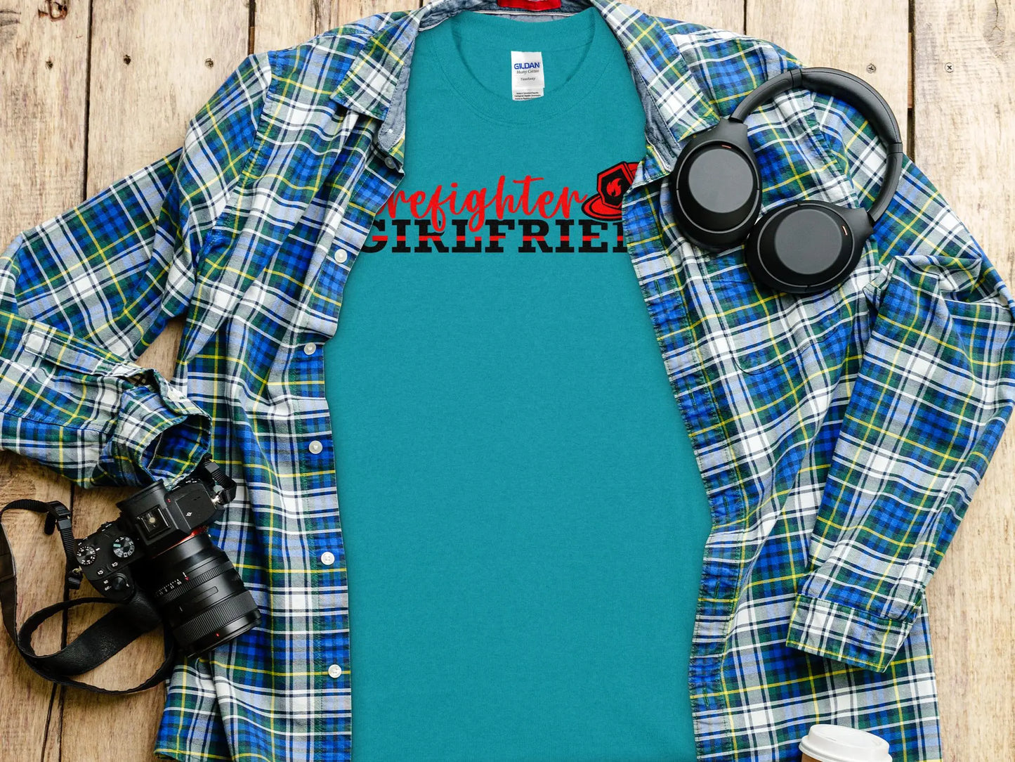 Fire Fighter Girlfriend Tee - Shirt Support a Firefighter Quality Gildan Tee - Creations Unlimited