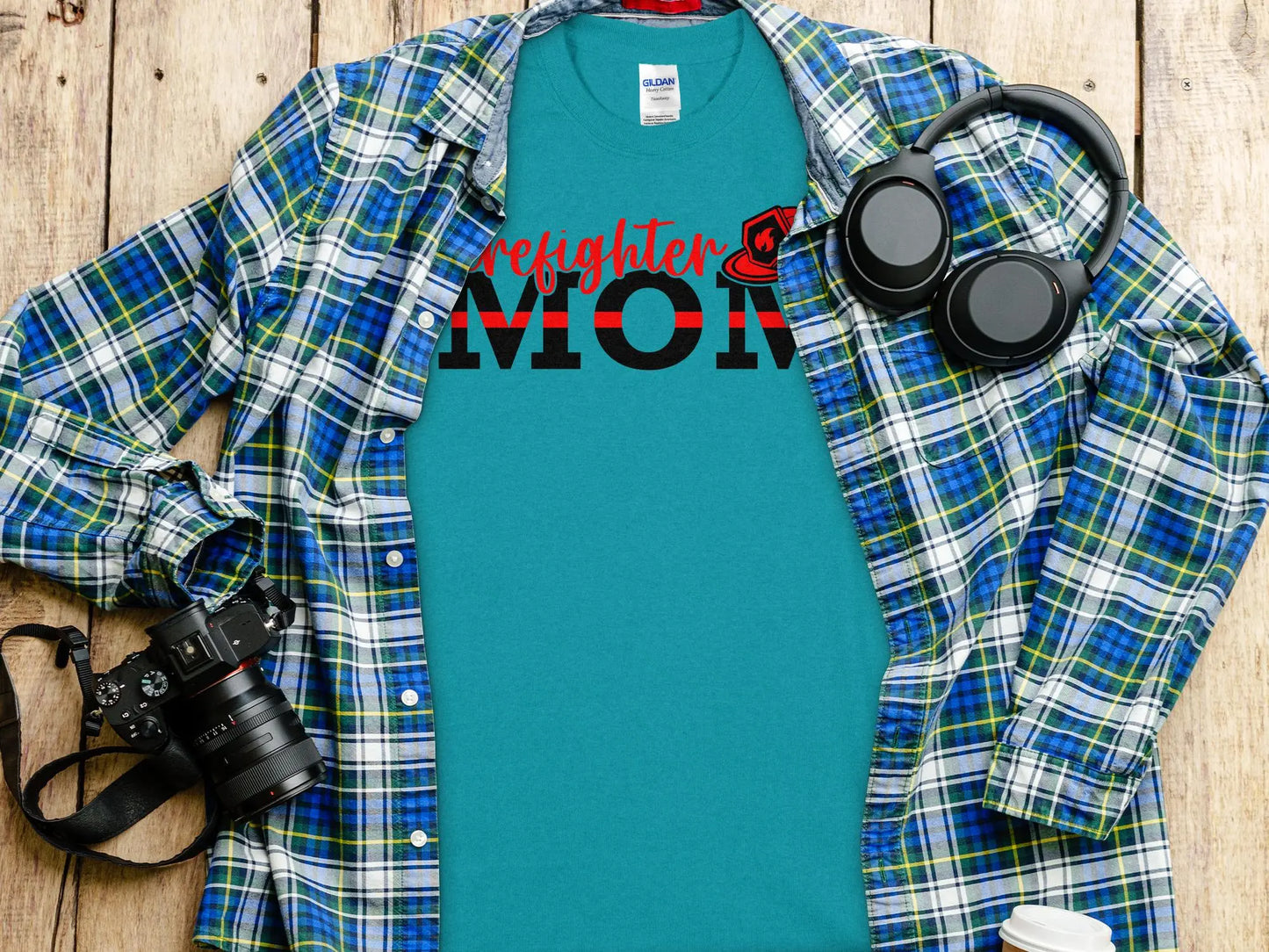 Fire Fighter Mom Tee - Shirt. Quality Gilden Tee Support a Firefighter - Creations Unlimited