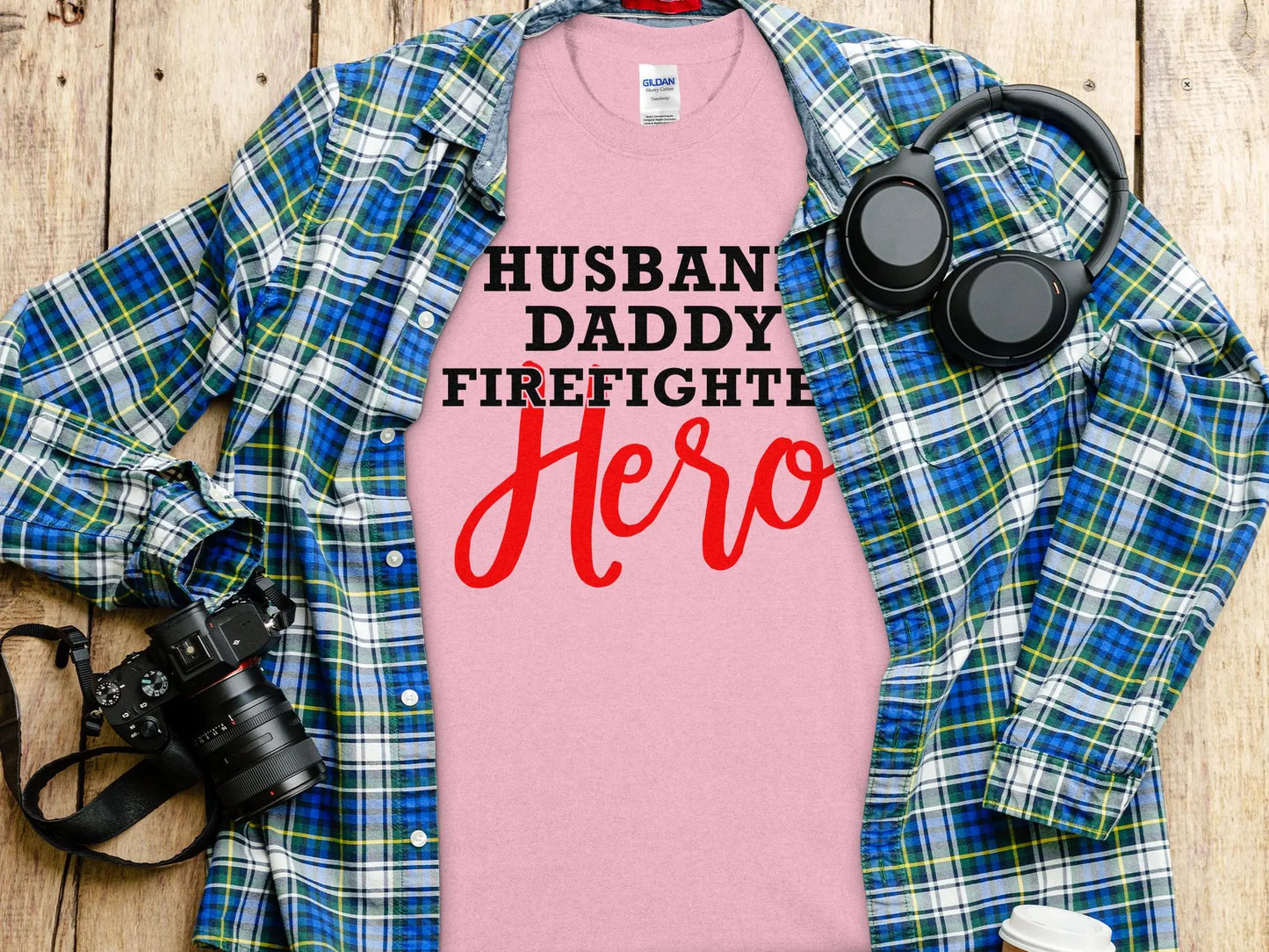 Husband Daddy Fire Fighter Tee - Shirt. Quality Gilden Tee. Support Your Firefighters. - Creations Unlimited