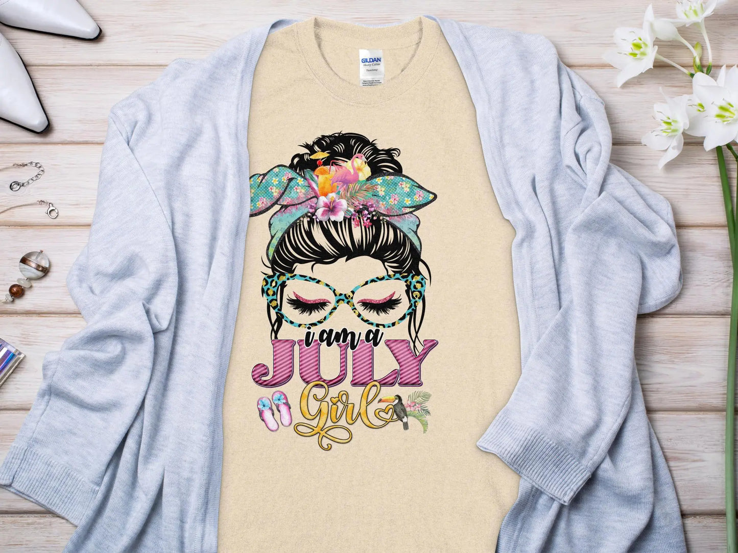 I Am a July Girl Birthday T- Makes a Great Gift Quality T- All Sizes and Colors Quality Gilden Tee - Creations Unlimited