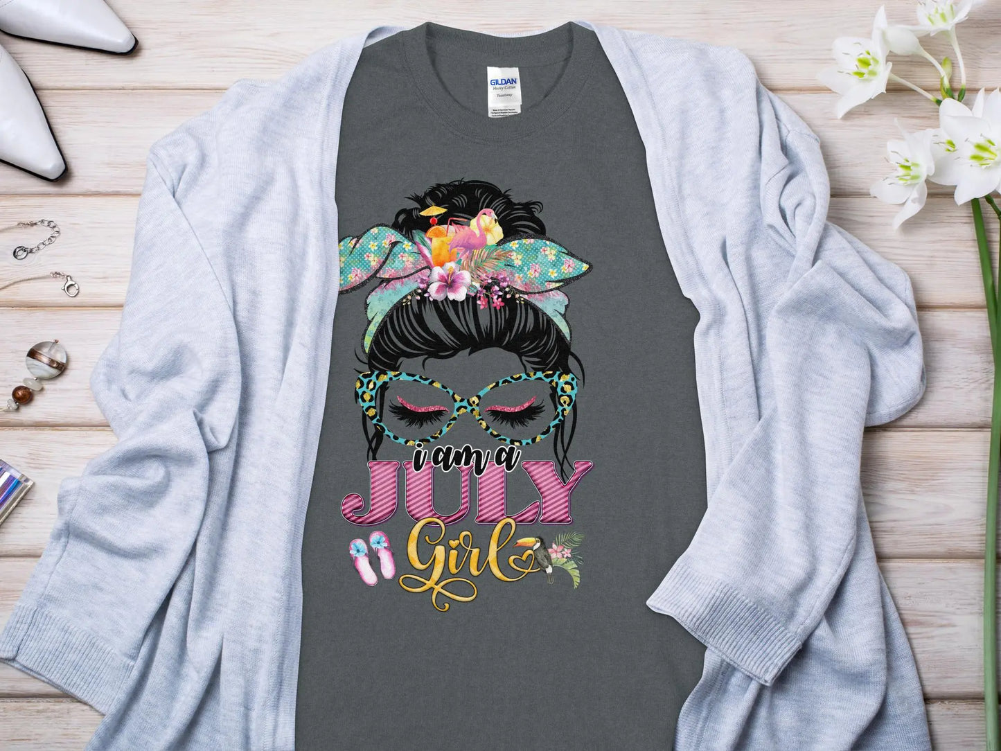 I Am a July Girl Birthday T- Makes a Great Gift Quality T- All Sizes and Colors Quality Gilden Tee - Creations Unlimited