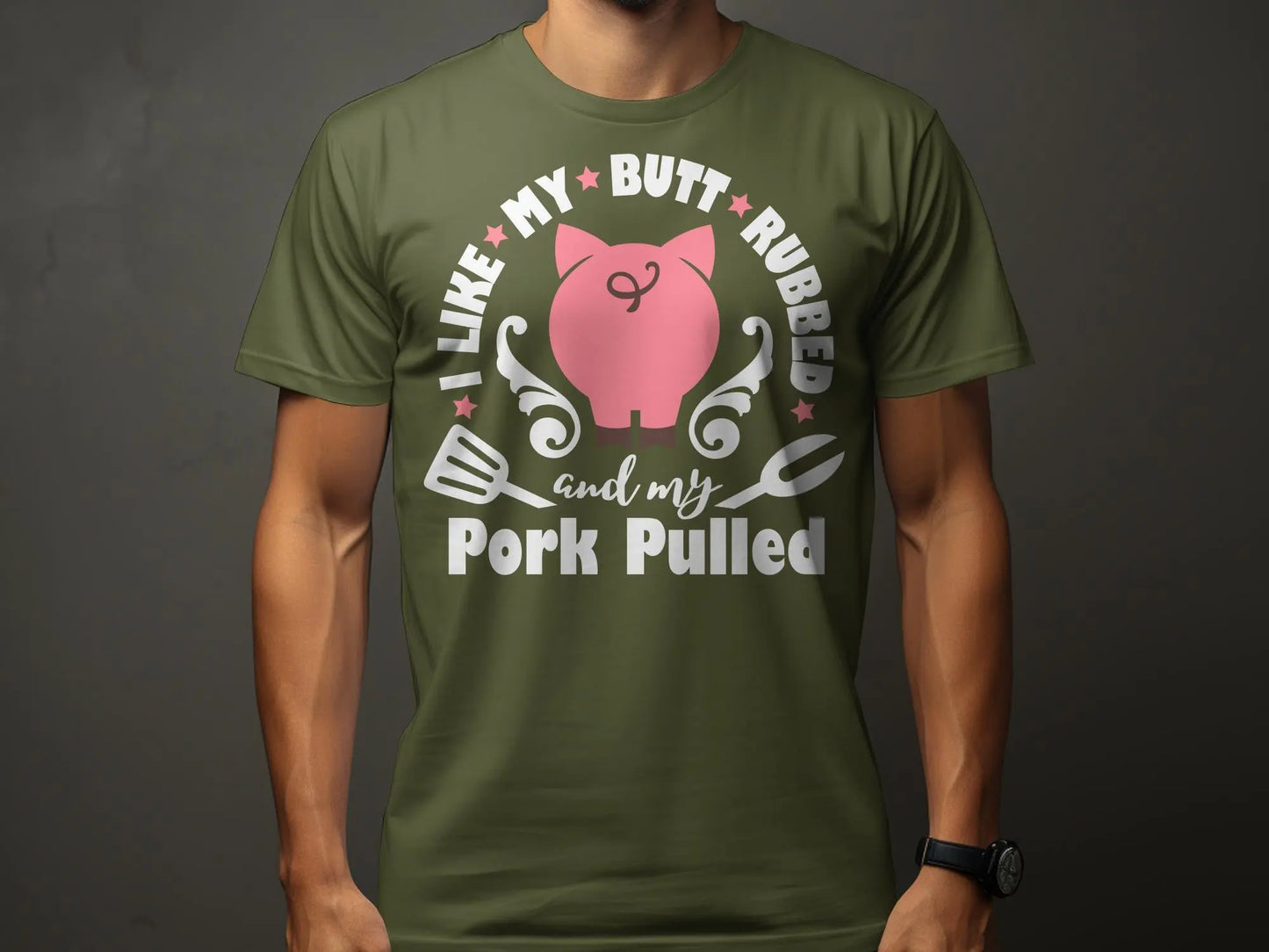 I Like My Butt Rubbed high-quality BBQ outdoor cooking tee-shirt - Creations Unlimited
