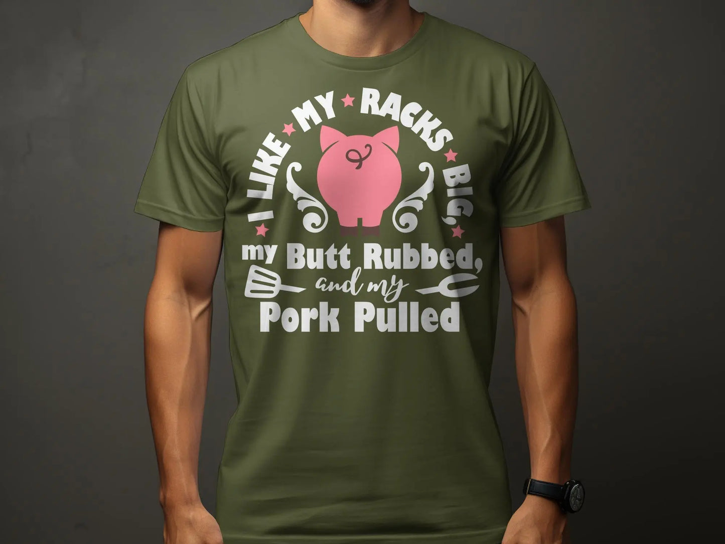 I Like My Racks Big high-quality BBQ outdoor cooking tee-shirt - Creations Unlimited