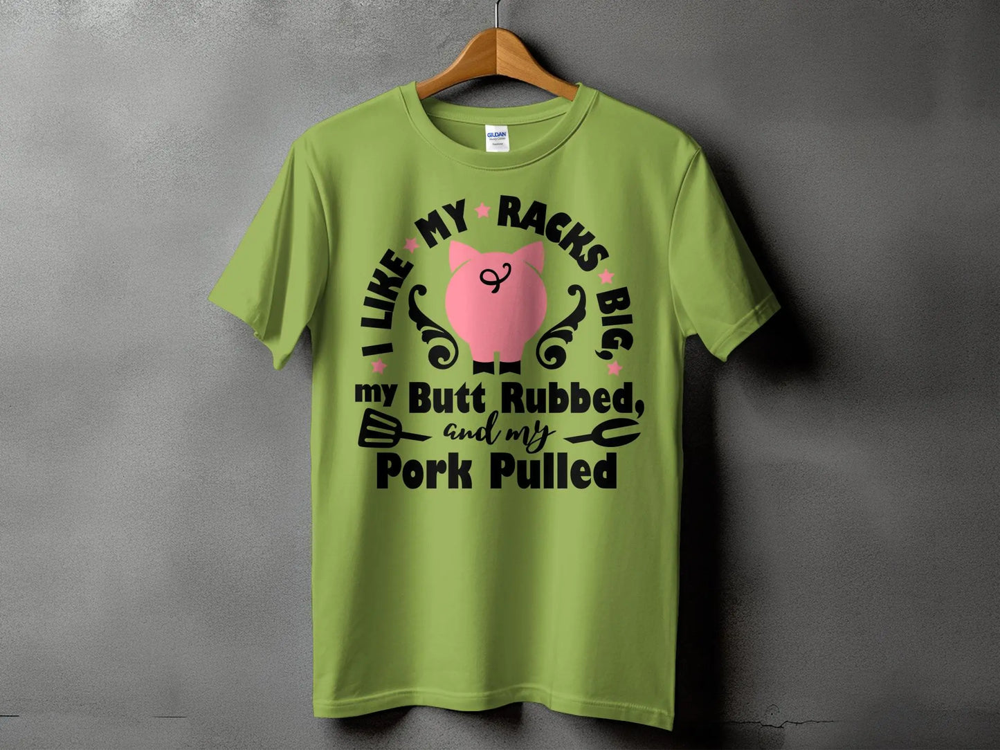 I Like My Racks Big high-quality BBQ outdoor cooking tee-shirt - Creations Unlimited
