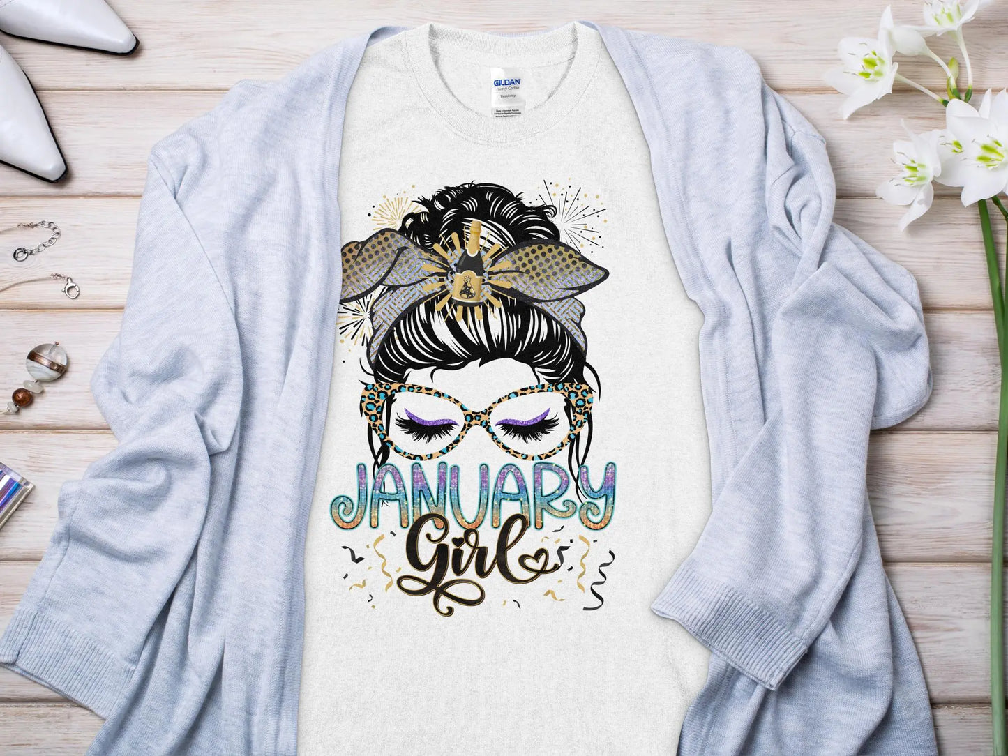 January Girl Birthday T- Makes a Great Gift Quality T- All Sizes and Colors Quality Gilden Tee - Creations Unlimited