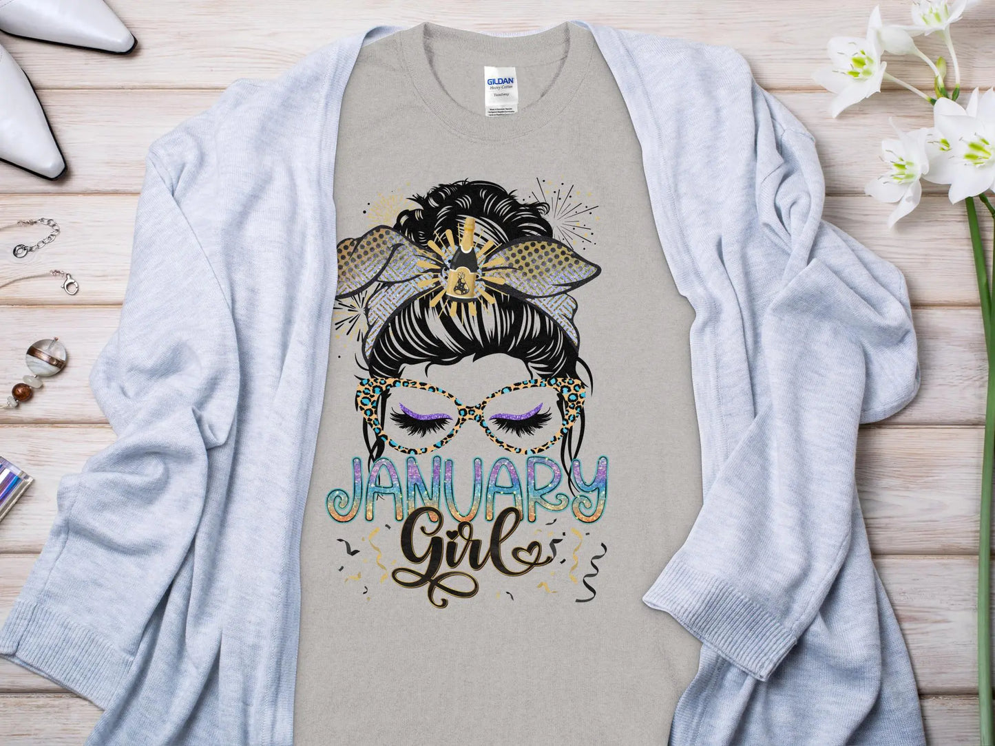 January Girl Birthday T- Makes a Great Gift Quality T- All Sizes and Colors Quality Gilden Tee - Creations Unlimited