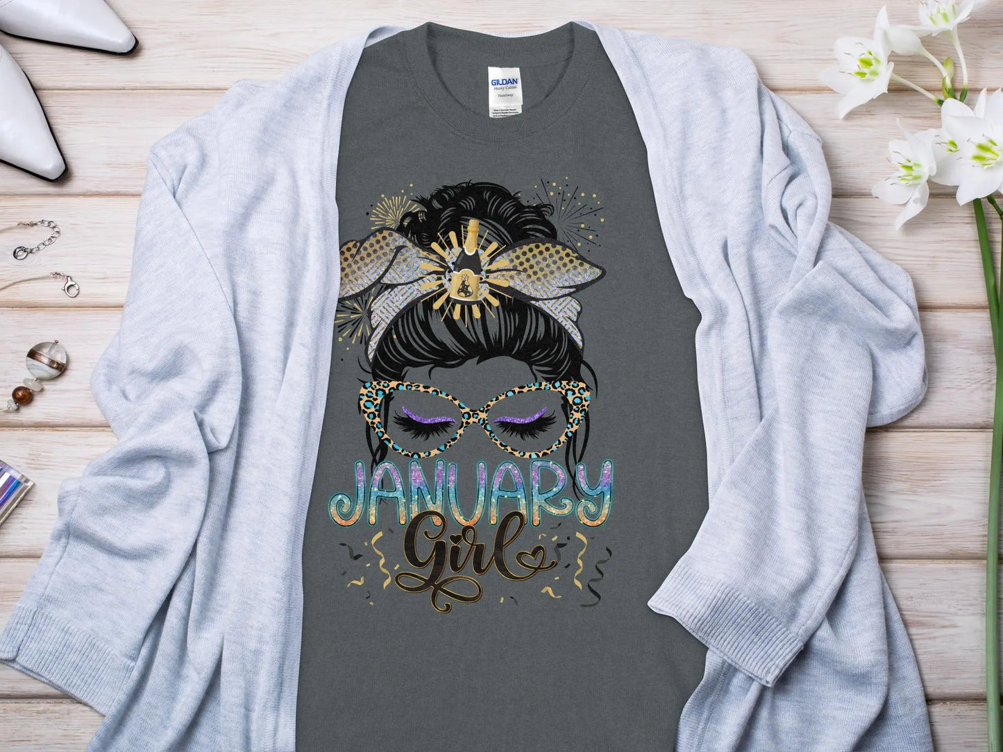 January Girl Birthday T- Makes a Great Gift Quality T- All Sizes and Colors Quality Gilden Tee - Creations Unlimited