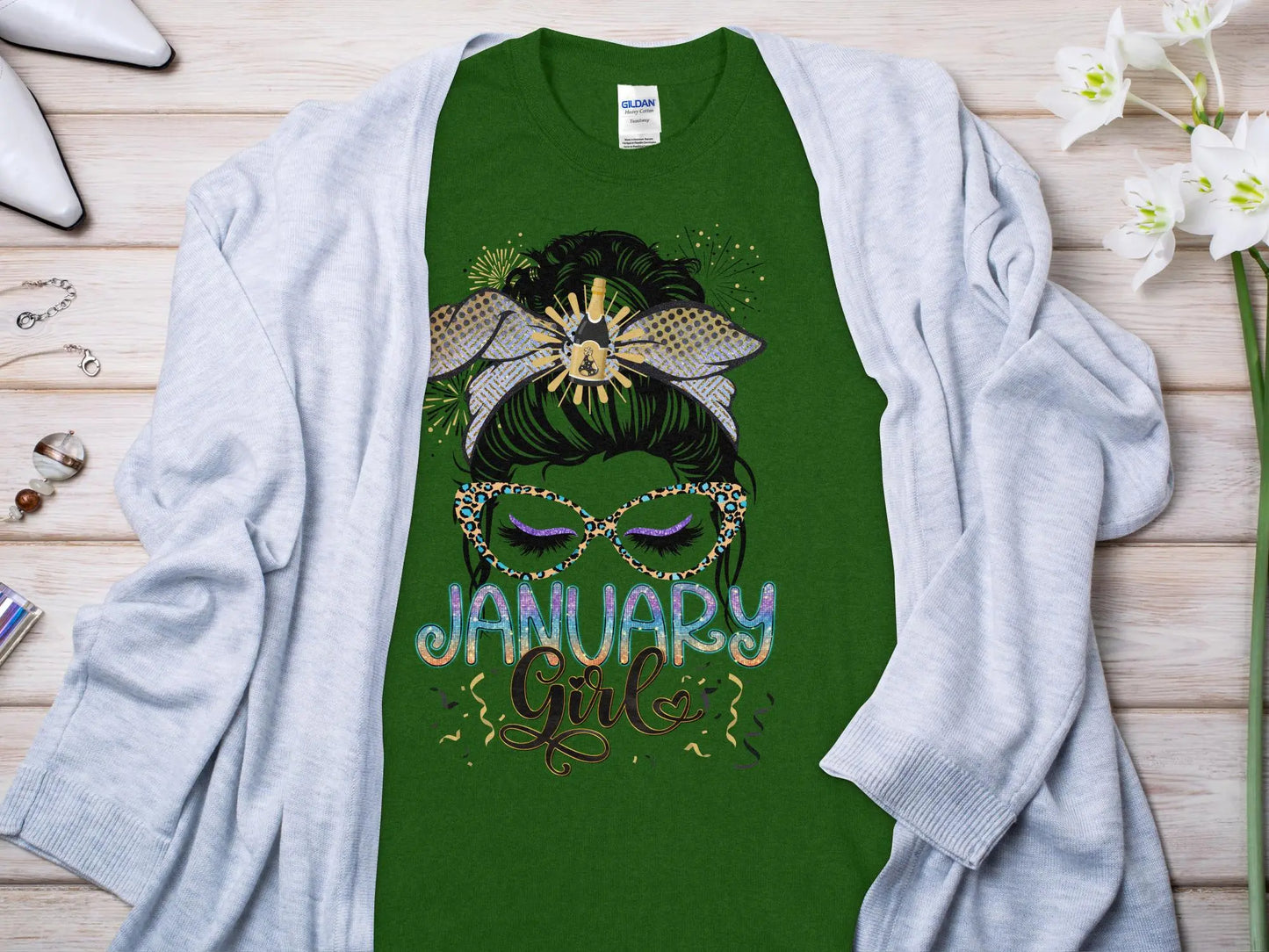 January Girl Birthday T- Makes a Great Gift Quality T- All Sizes and Colors Quality Gilden Tee - Creations Unlimited