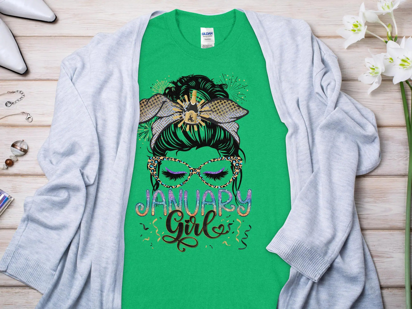 January Girl Birthday T- Makes a Great Gift Quality T- All Sizes and Colors Quality Gilden Tee - Creations Unlimited
