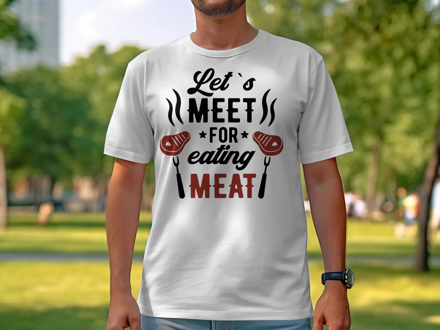 Lets Meet Funny Apparel Tee Shirt BBQ Wear Great for Your BBQ Cookouts - Creations Unlimited