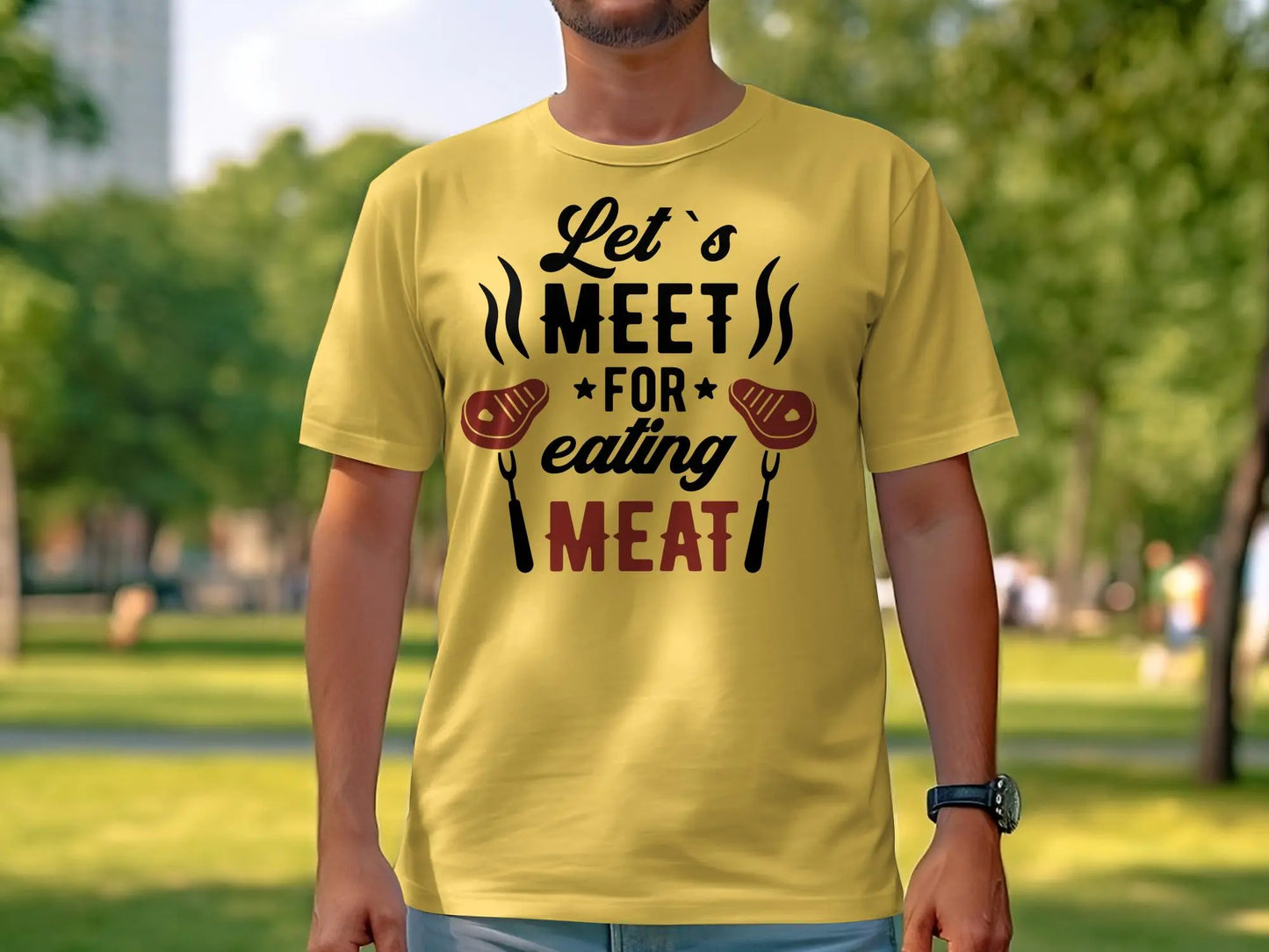 Lets Meet Funny Apparel Tee Shirt BBQ Wear Great for Your BBQ Cookouts - Creations Unlimited