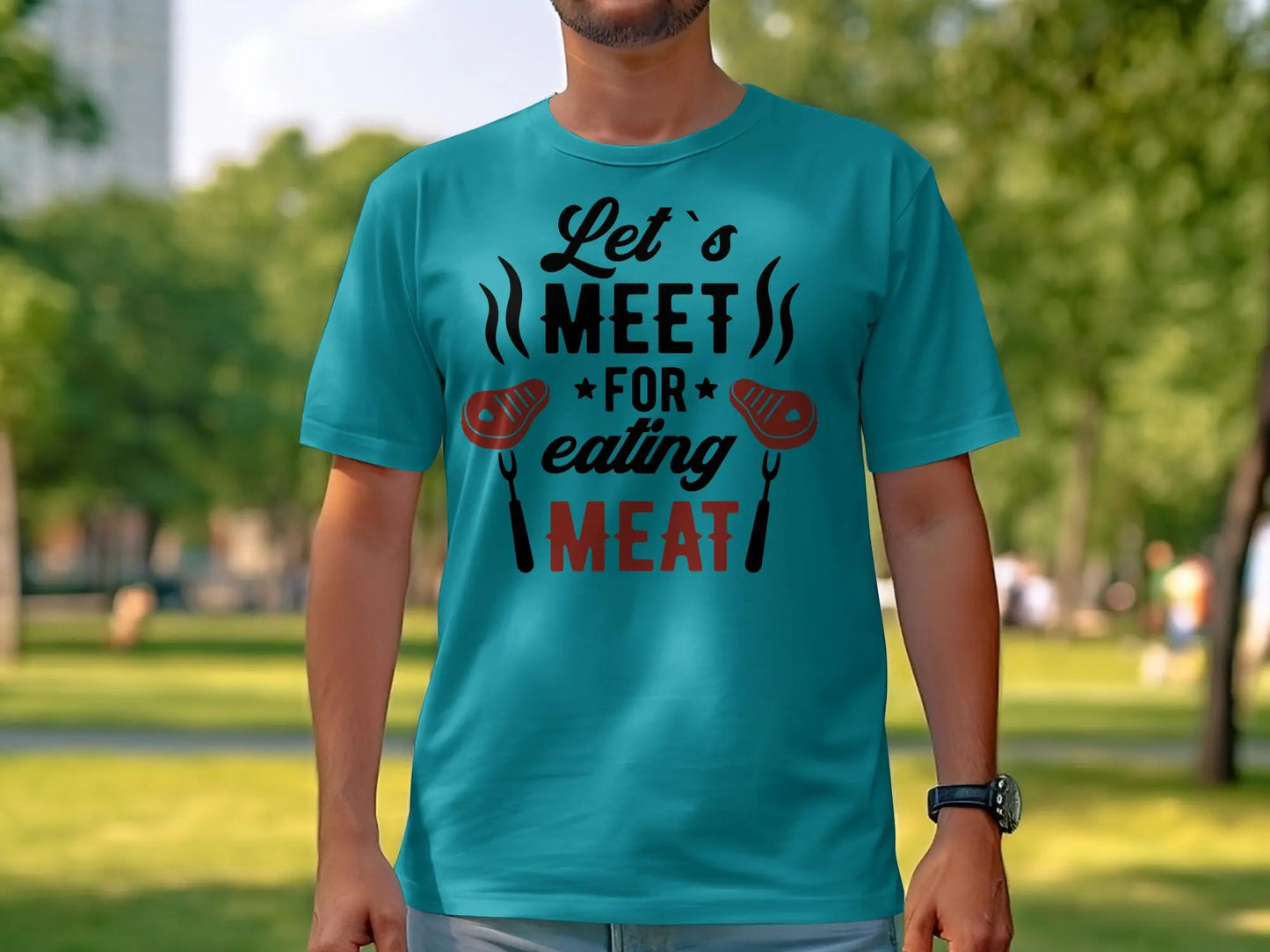 Lets Meet Funny Apparel Tee Shirt BBQ Wear Great for Your BBQ Cookouts - Creations Unlimited