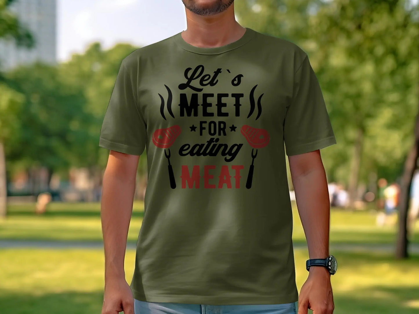 Lets Meet Funny Apparel Tee Shirt BBQ Wear Great for Your BBQ Cookouts - Creations Unlimited