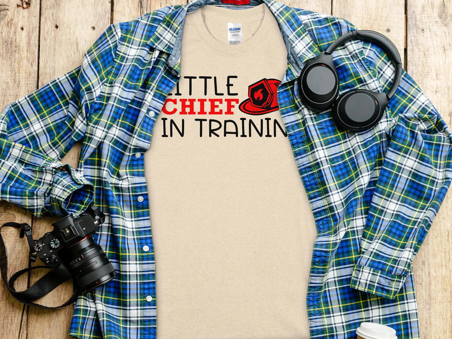Little Chief in Training Fire Fighter Tee - Shirt Quality Gilden Tee. Support Your Firefighters. - Creations Unlimited