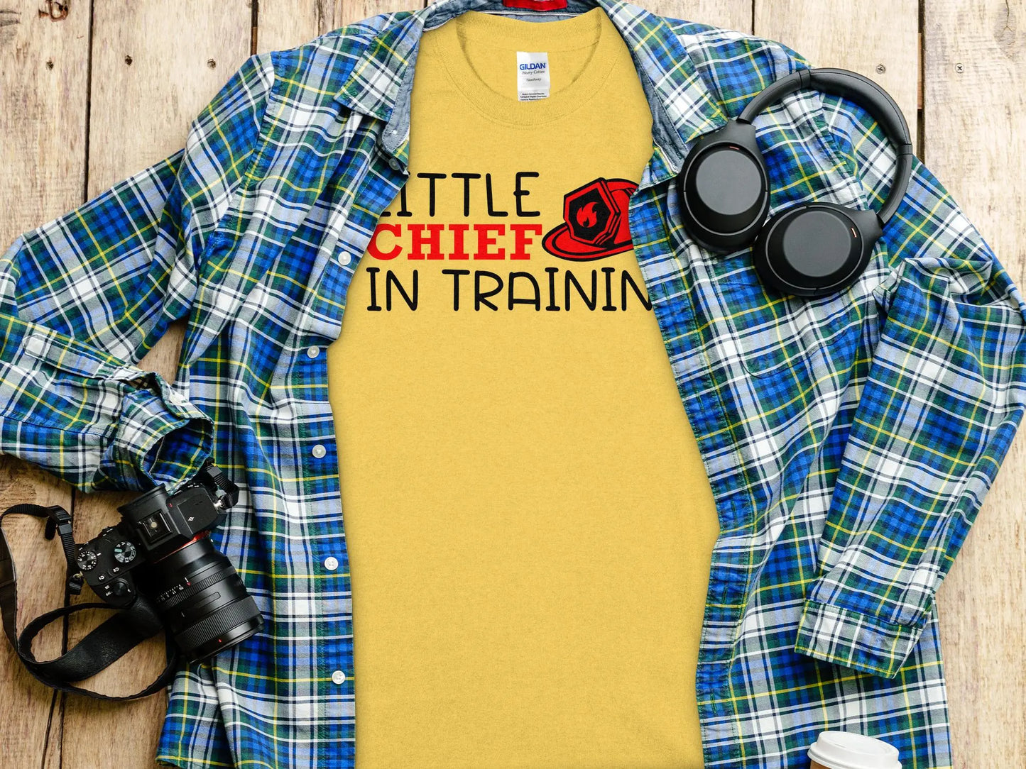 Little Chief in Training Fire Fighter Tee - Shirt Quality Gilden Tee. Support Your Firefighters. - Creations Unlimited