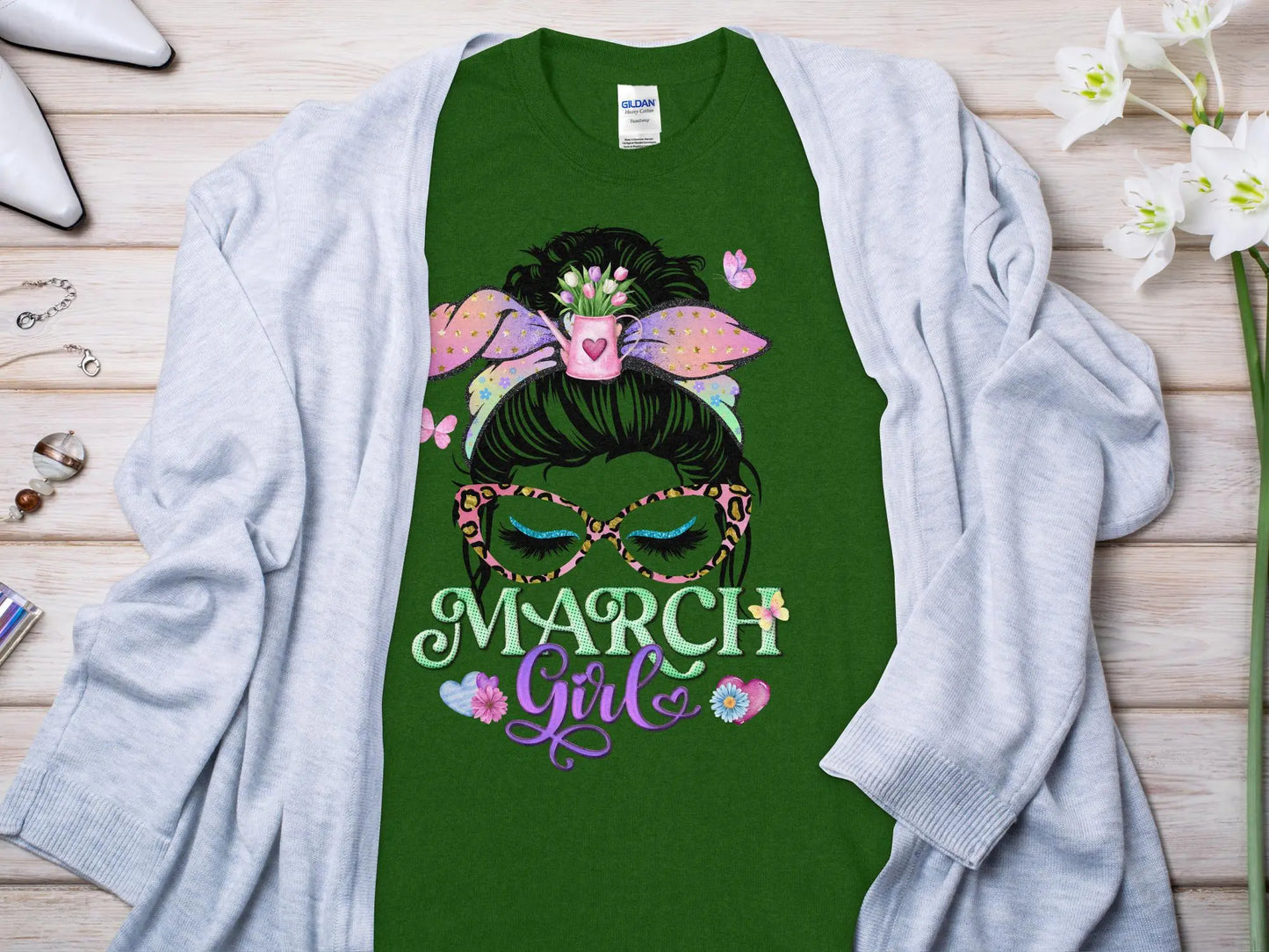March Girl Birthday T- Makes a Great Gift Quality T- All Sizes and Colors Quality Gilden Tee - Creations Unlimited