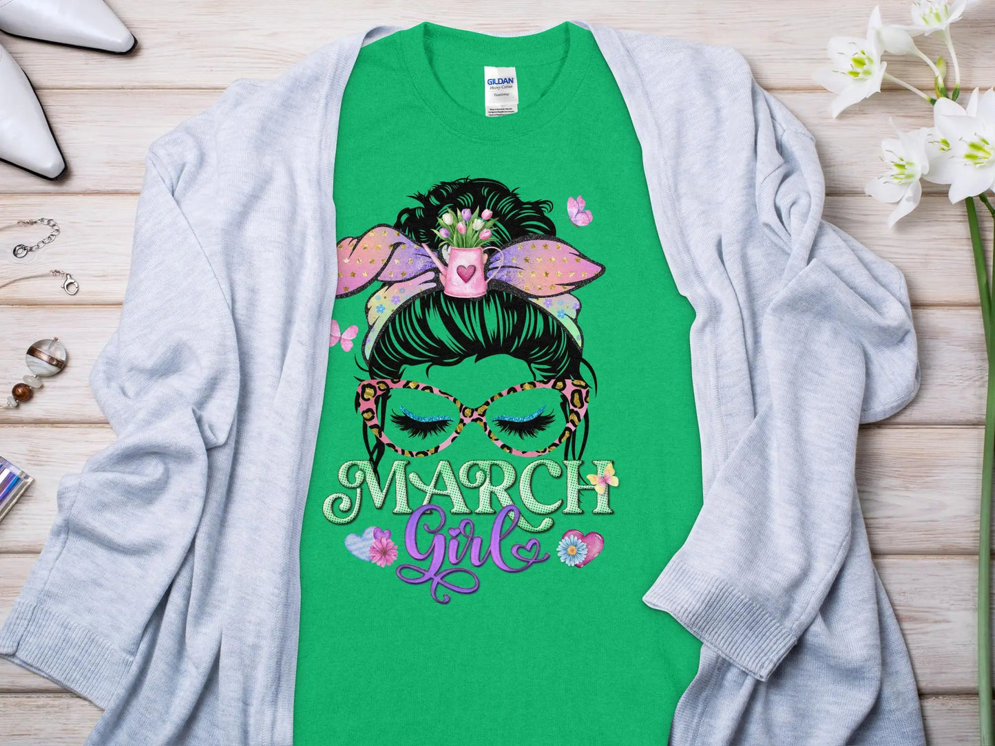 March Girl Birthday T- Makes a Great Gift Quality T- All Sizes and Colors Quality Gilden Tee - Creations Unlimited