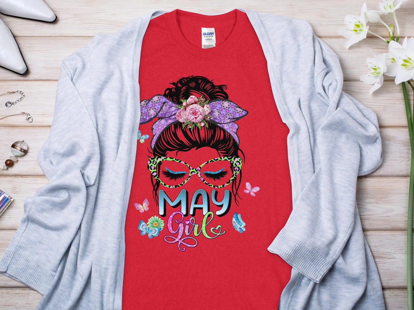 May Girl Birthday T- Makes a Great Gift Quality T- All Sizes and Colors Quality Gilden Tee - Creations Unlimited