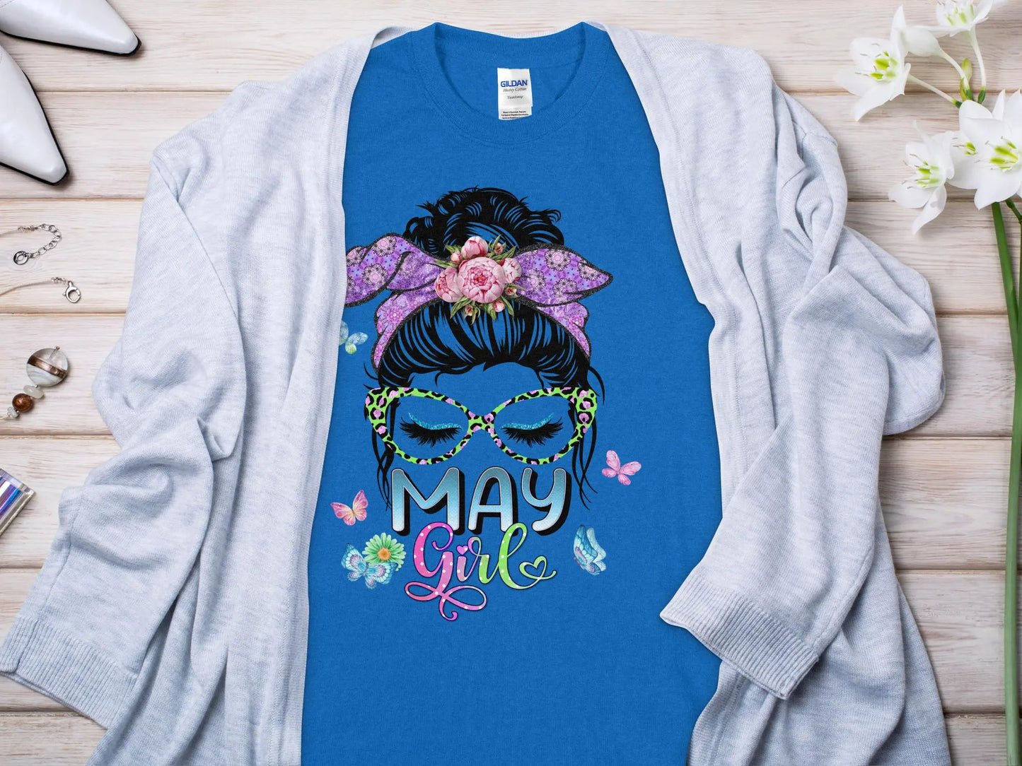 May Girl Birthday T- Makes a Great Gift Quality T- All Sizes and Colors Quality Gilden Tee - Creations Unlimited