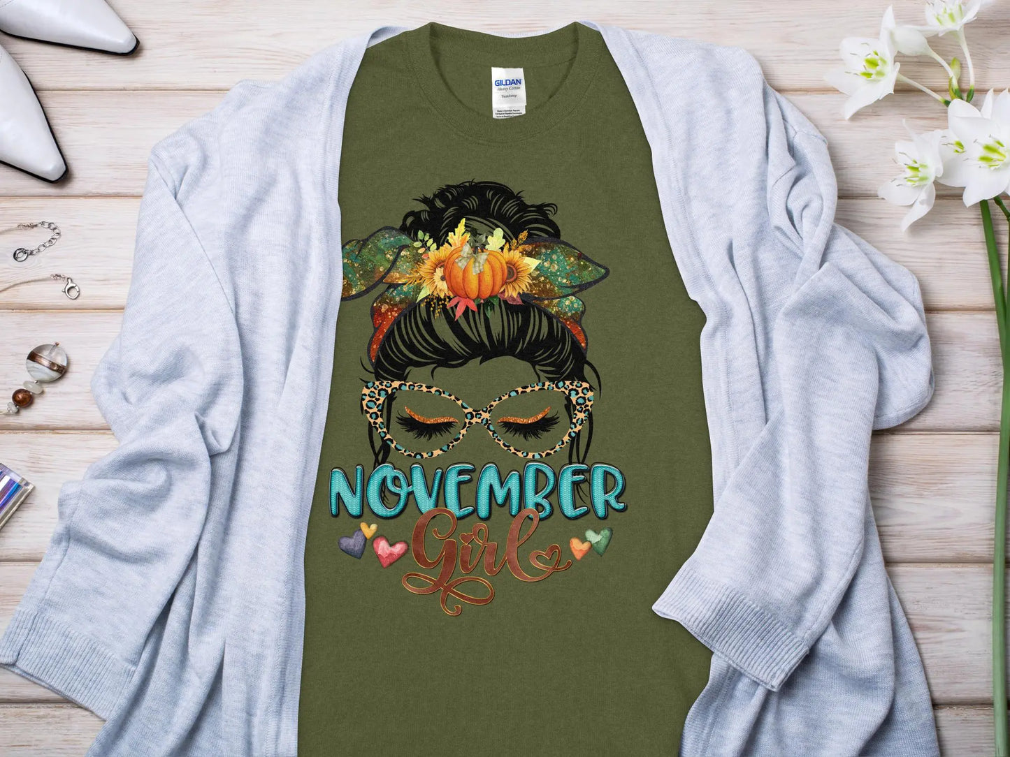 November Girl Birthday T- Makes a Great Gift Quality T- All Sizes and Colors Quality Gilden Tee - Creations Unlimited