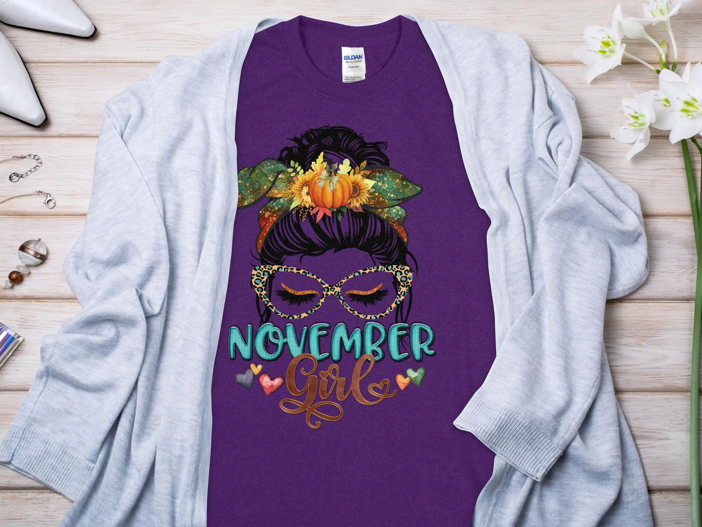 November Girl Birthday T- Makes a Great Gift Quality T- All Sizes and Colors Quality Gilden Tee - Creations Unlimited