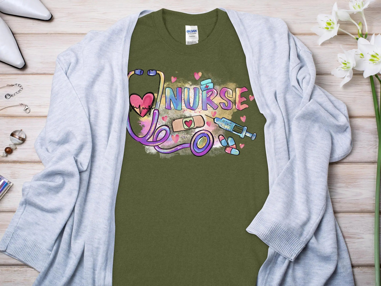 Nurse, New Future Nurse Gift Idea, Nursing School Student Grad, RN LPN, Nurse Life, Funny Nurse Quality Gildan Tee Support a Nurse - Creations Unlimited