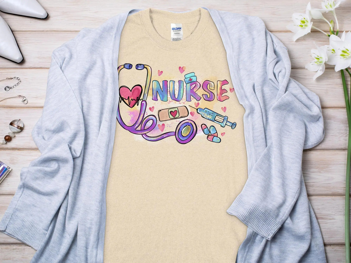 Nurse, New Future Nurse Gift Idea, Nursing School Student Grad, RN LPN, Nurse Life, Funny Nurse Quality Gildan Tee Support a Nurse - Creations Unlimited