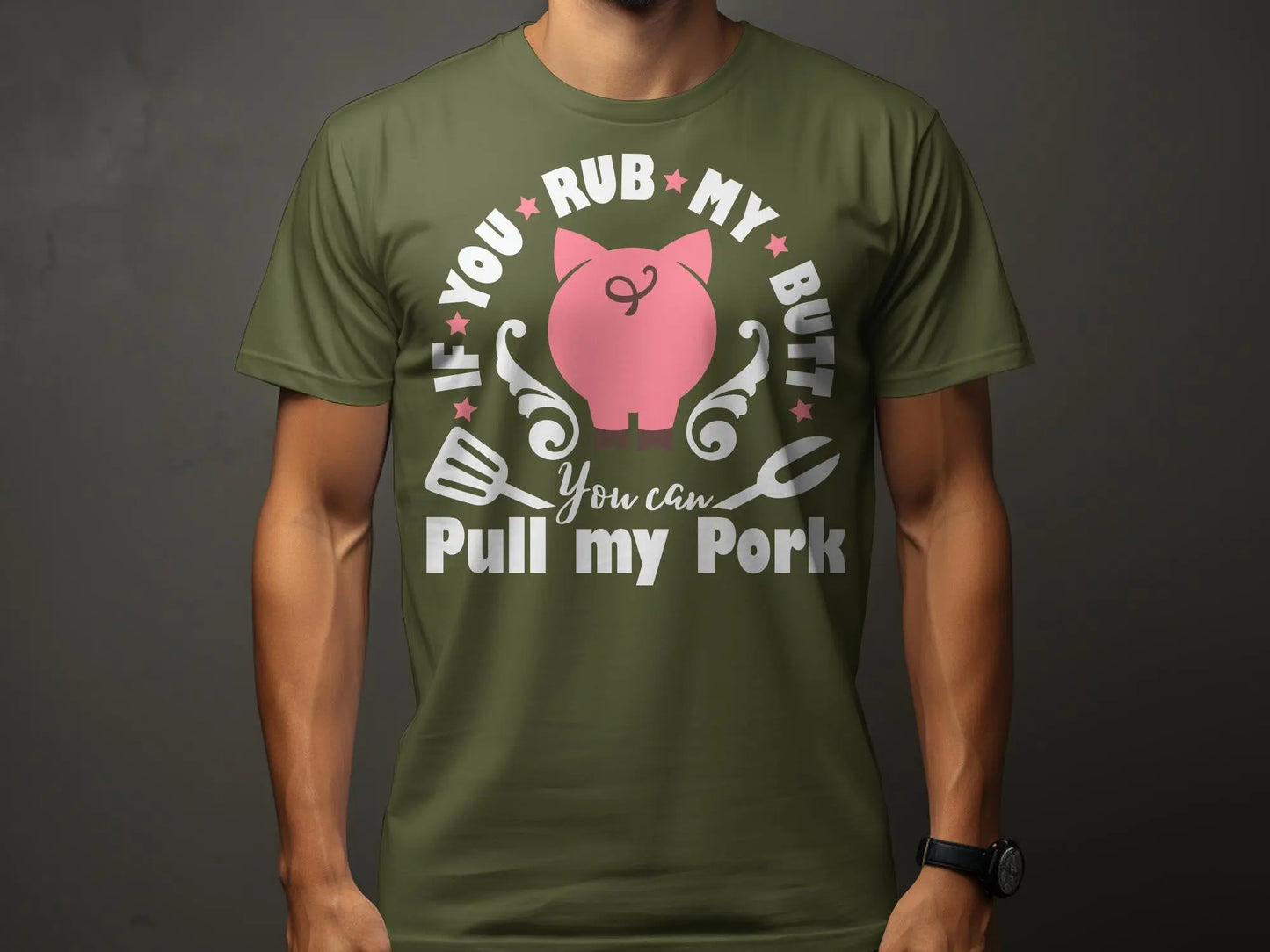 Rub My Butt high-quality BBQ outdoor cooking tee-shirt - Creations Unlimited