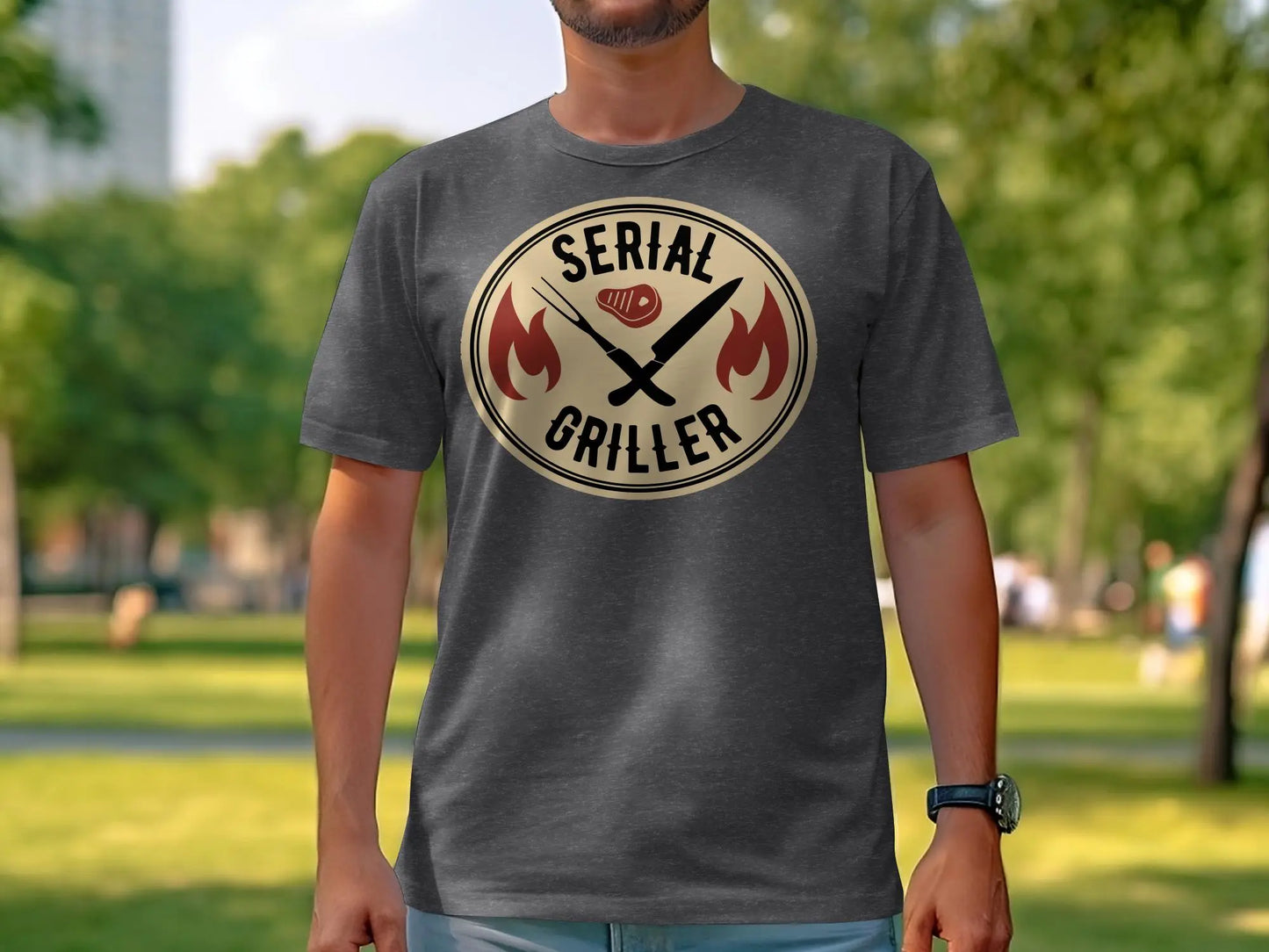Serial Griller Funny Apparel Tee Shirt BBQ Wear Great for Your BBQ Cookouts - Creations Unlimited