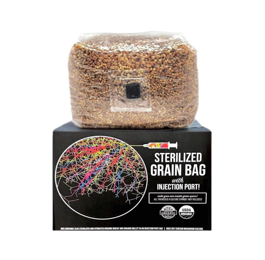 North Spore Organic (3 lbs) Sterilized Hydrated Grain Bag w/Self-Healing Injection Port | Sterile Mushroom Spawn Bag w/ 0.2 Micron Filter Patch | USDA Certified Organic North Spore