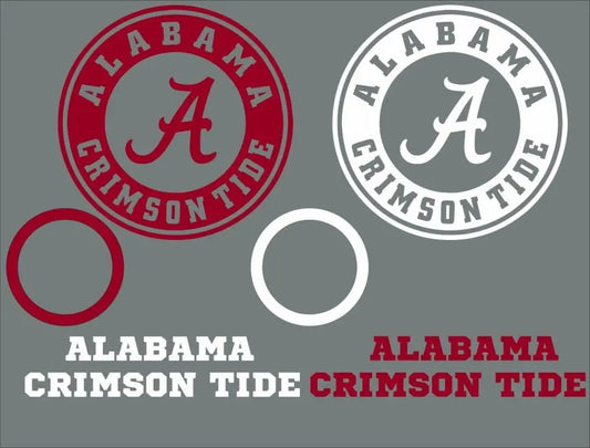 Alabama Crimson Tide Cornhole Decals - 8 Decals with Circles - 2 Free Window Decals - Creations Unlimited
