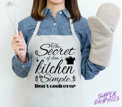 Apron The Secret of a Clean Kitchen Gift Creative Fun Apparel Creations Unlimited