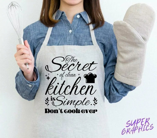 Apron The Secret of a Clean Kitchen Gift Creative Fun Apparel Creations Unlimited