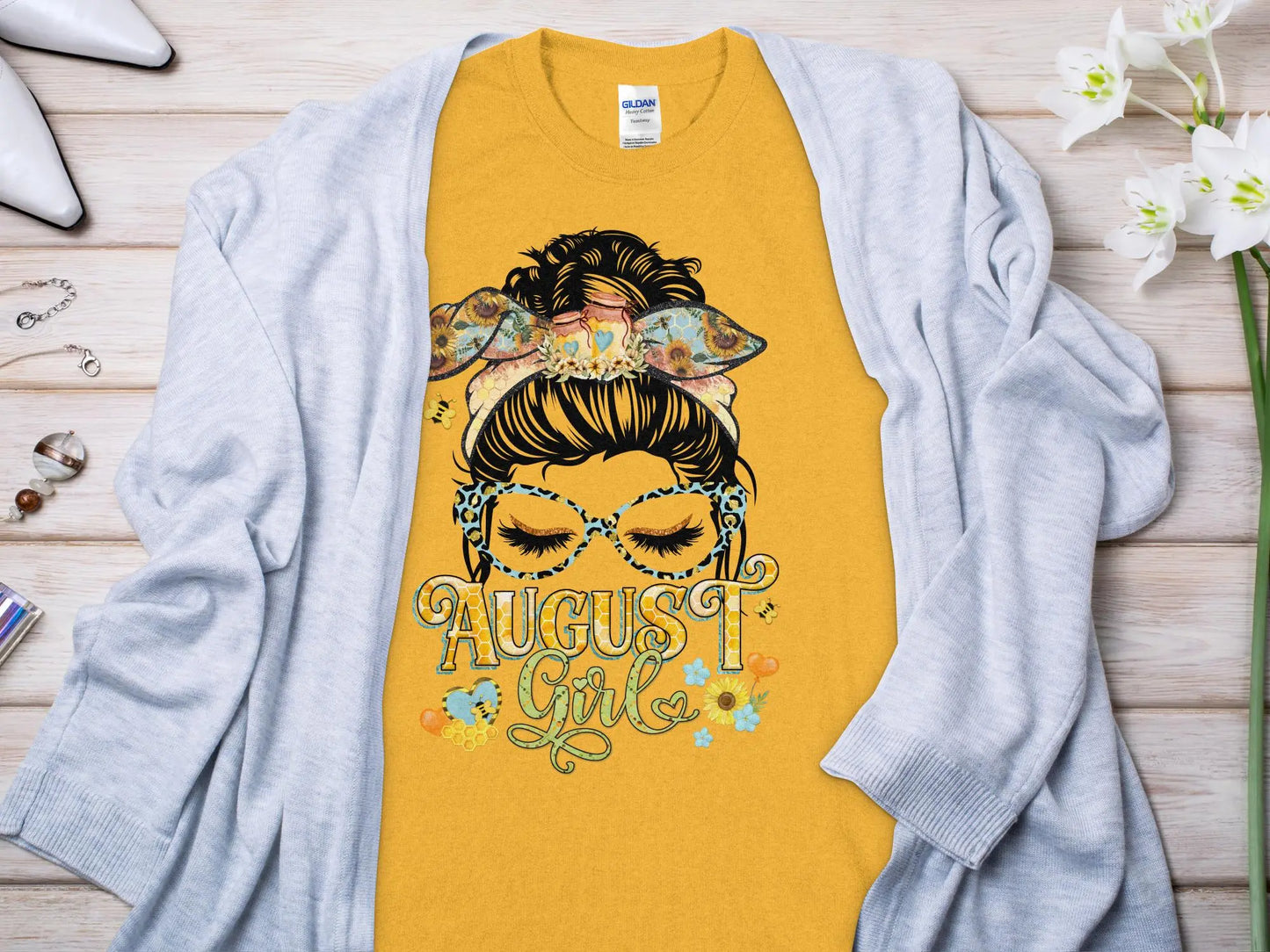August Girl Birthday T- Shirt Makes a Great Gift Quality T- All Sizes and Colors Quality Gilden Tee - Creations Unlimited