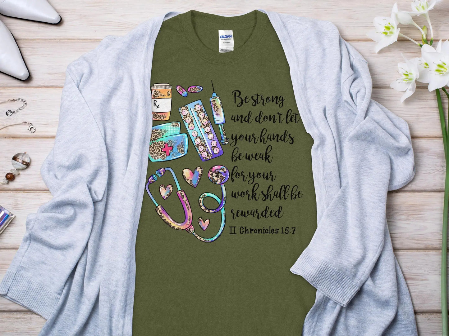 Be Strong Nurse, Future Nurse Gift Idea, Nursing School Student Grad, RN LPN, Nurse Life, Funny Nurse Quality Gilden Tee - Creations Unlimited
