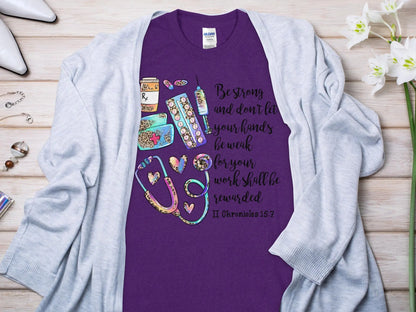 Be Strong Nurse, Future Nurse Gift Idea, Nursing School Student Grad, RN LPN, Nurse Life, Funny Nurse Quality Gilden Tee - Creations Unlimited
