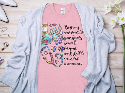 Be Strong Nurse, Future Nurse Gift Idea, Nursing School Student Grad, RN LPN, Nurse Life, Funny Nurse Quality Gilden Tee - Creations Unlimited
