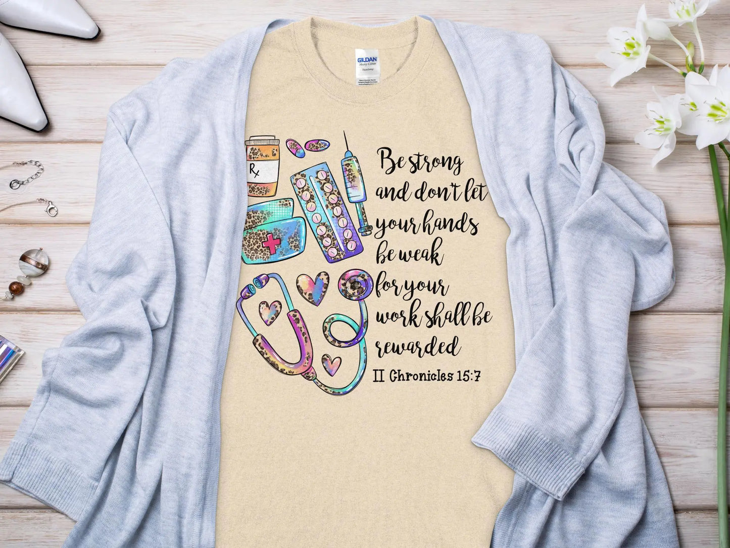 Be Strong Nurse, Future Nurse Gift Idea, Nursing School Student Grad, RN LPN, Nurse Life, Funny Nurse Quality Gilden Tee - Creations Unlimited