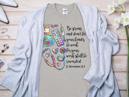 Be Strong Nurse, Future Nurse Gift Idea, Nursing School Student Grad, RN LPN, Nurse Life, Funny Nurse Quality Gilden Tee - Creations Unlimited