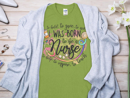 Born To Be Nurse, Future Nurse Gift Idea, Nursing School Student Grad, RN LPN, Nurse Life, Funny Nurse Quality Gilden Tee - Creations Unlimited