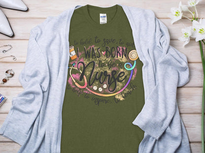 Born To Be Nurse, Future Nurse Gift Idea, Nursing School Student Grad, RN LPN, Nurse Life, Funny Nurse Quality Gilden Tee - Creations Unlimited